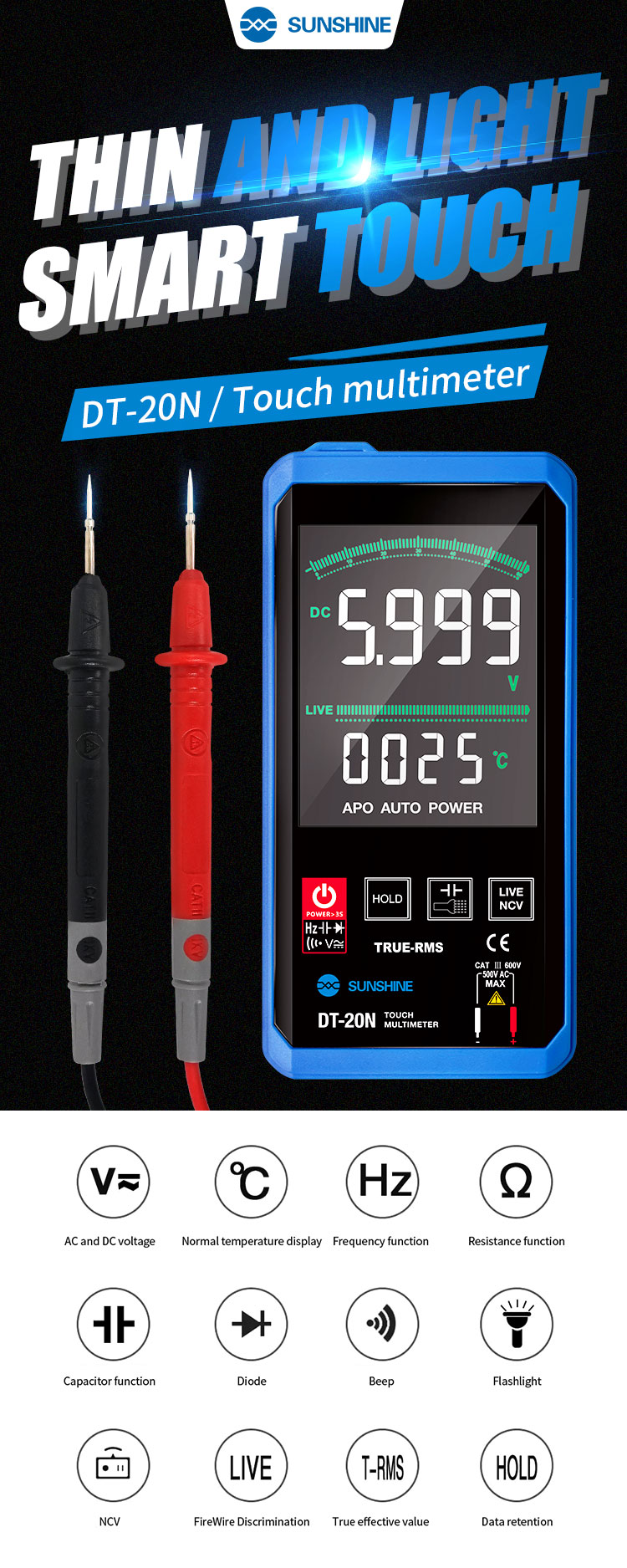 SUNSHINE DT-20N TOUCH MULTIMETER